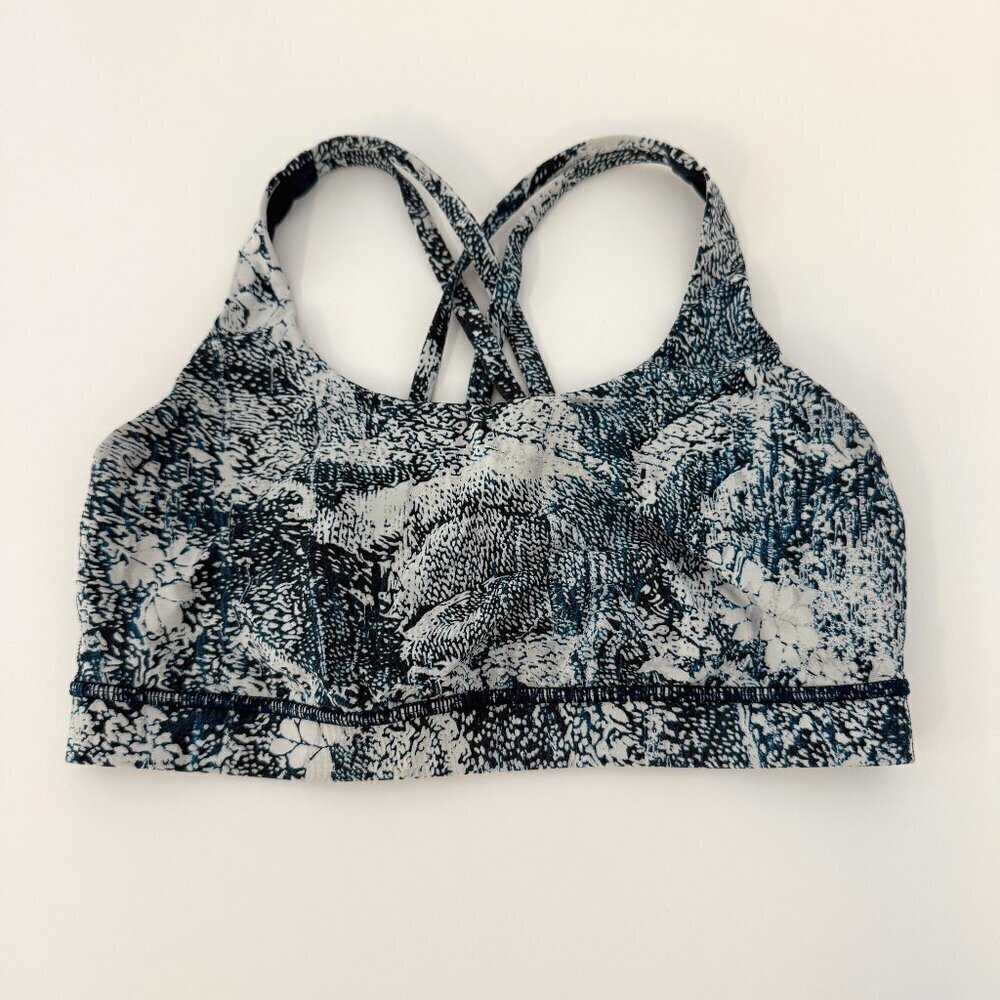 Lululemon Navy Blue, Teal, & White Free To Be Serene Sports Bra